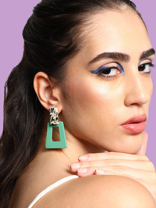 GOLD PLATED PARTY DESIGNER STONE DROP EARRING FOR WOMEN