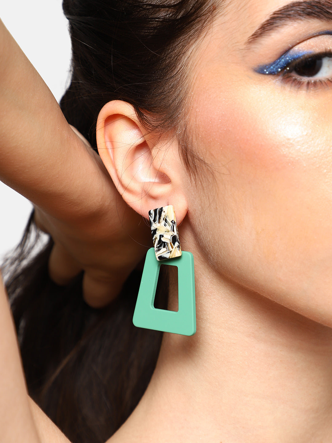 GOLD PLATED PARTY DESIGNER STONE DROP EARRING FOR WOMEN