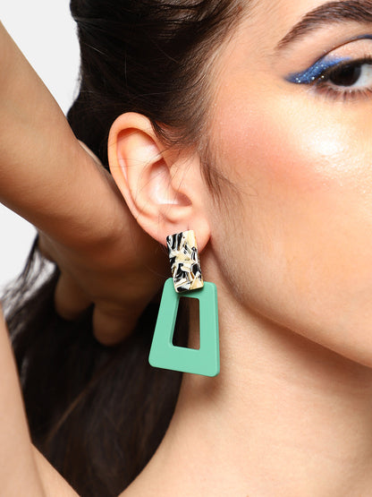 GOLD PLATED PARTY DESIGNER STONE DROP EARRING FOR WOMEN