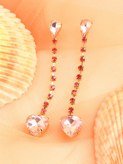 GOLD PLATED PARTY DESIGNER STONE DROP EARRING FOR WOMEN