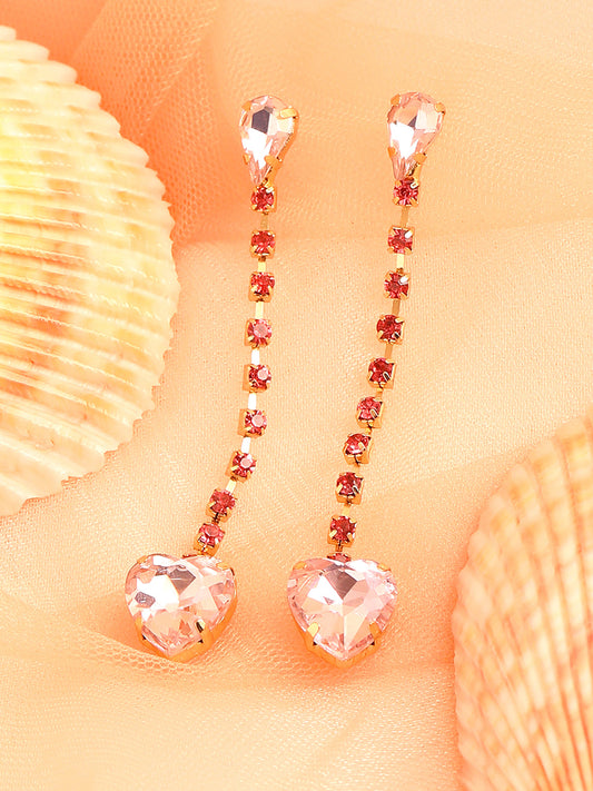 GOLD PLATED PARTY DESIGNER STONE DROP EARRING FOR WOMEN