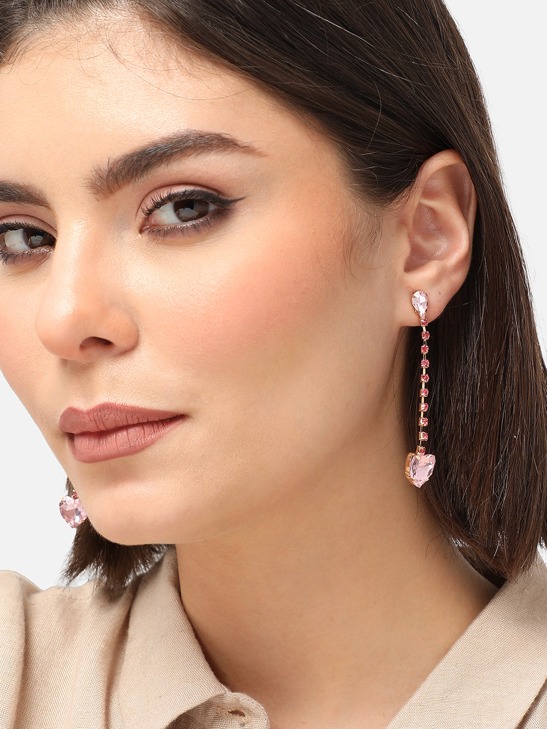 GOLD PLATED PARTY DESIGNER STONE DROP EARRING FOR WOMEN