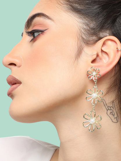 GOLD PLATED PARTY DESIGNER STONE DROP EARRING FOR WOMEN