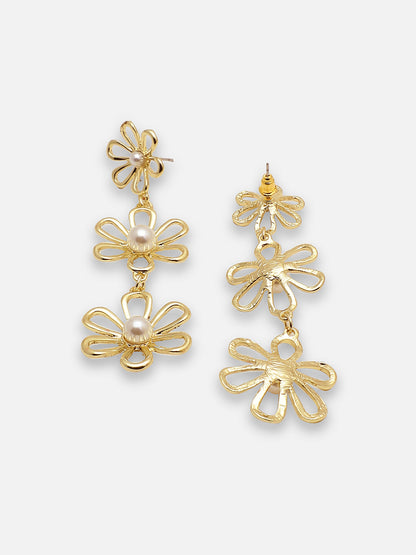 GOLD PLATED PARTY DESIGNER STONE DROP EARRING FOR WOMEN