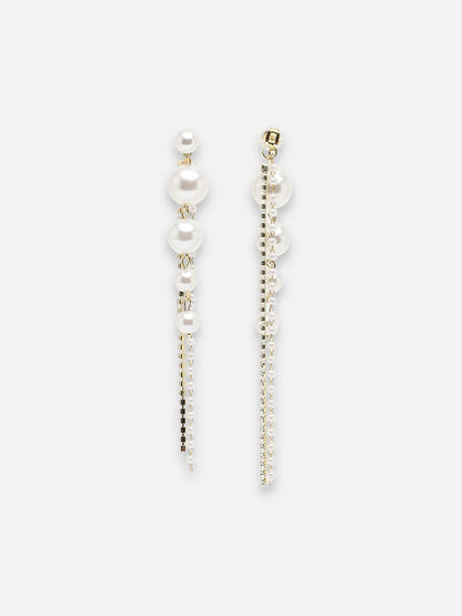 GOLD PLATED PARTY PEARLS DROP EARRING FOR WOMEN