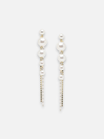 GOLD PLATED PARTY PEARLS DROP EARRING FOR WOMEN