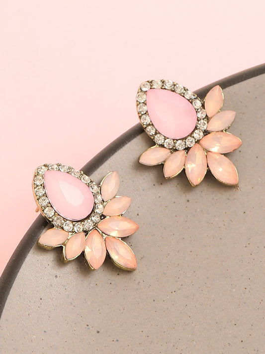 GOLD PLATED PARTY DESIGNER STONE DROP EARRING FOR WOMEN