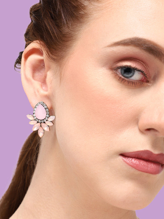 GOLD PLATED PARTY DESIGNER STONE DROP EARRING FOR WOMEN