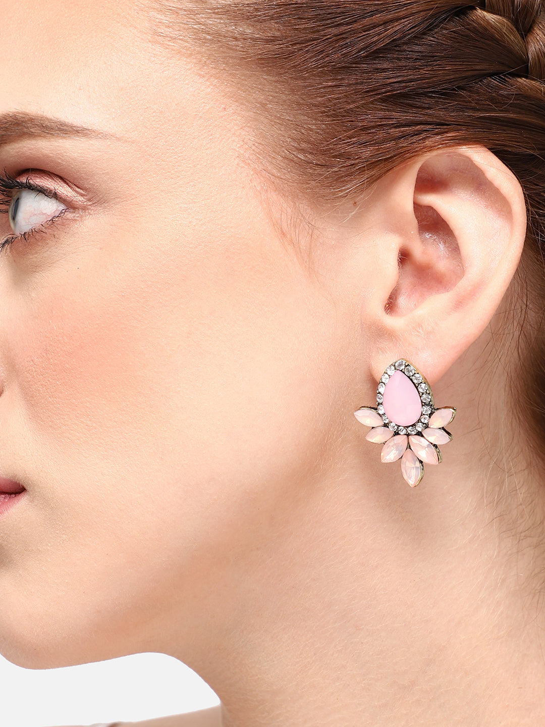 GOLD PLATED PARTY DESIGNER STONE DROP EARRING FOR WOMEN
