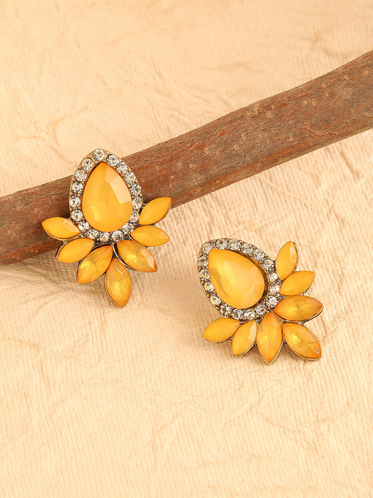 GOLD PLATED PARTY DESIGNER STONE DROP EARRING FOR WOMEN