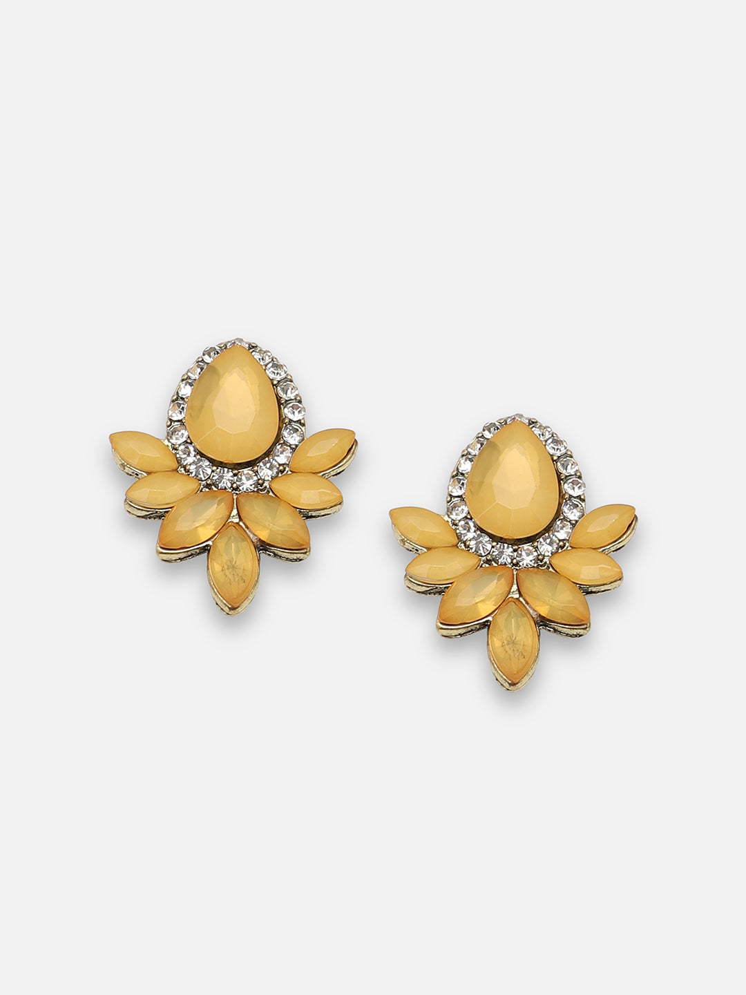 GOLD PLATED PARTY DESIGNER STONE DROP EARRING FOR WOMEN
