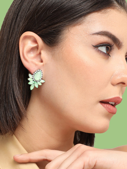 GOLD PLATED PARTY DESIGNER STONE DROP EARRING FOR WOMEN