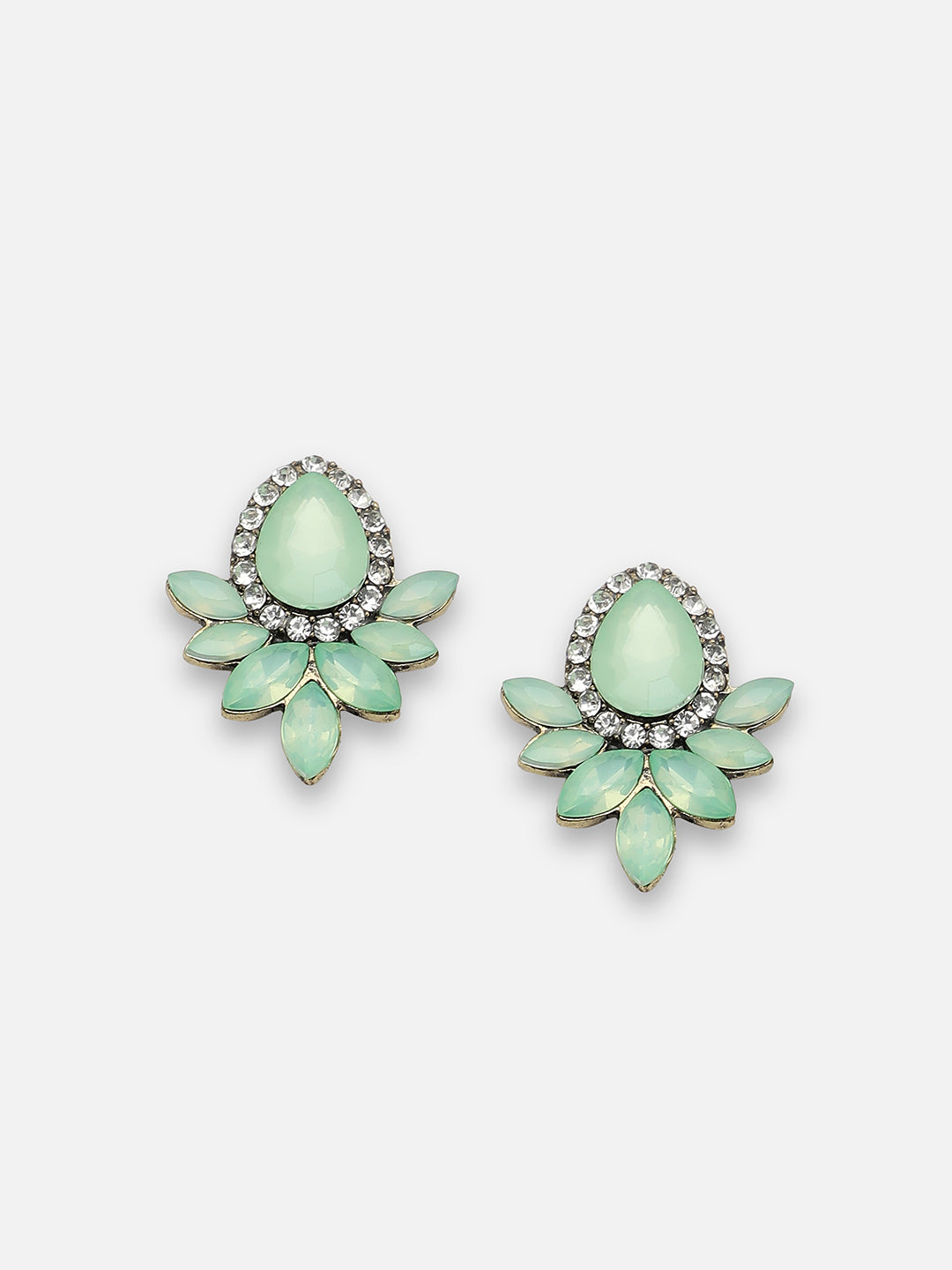 GOLD PLATED PARTY DESIGNER STONE DROP EARRING FOR WOMEN