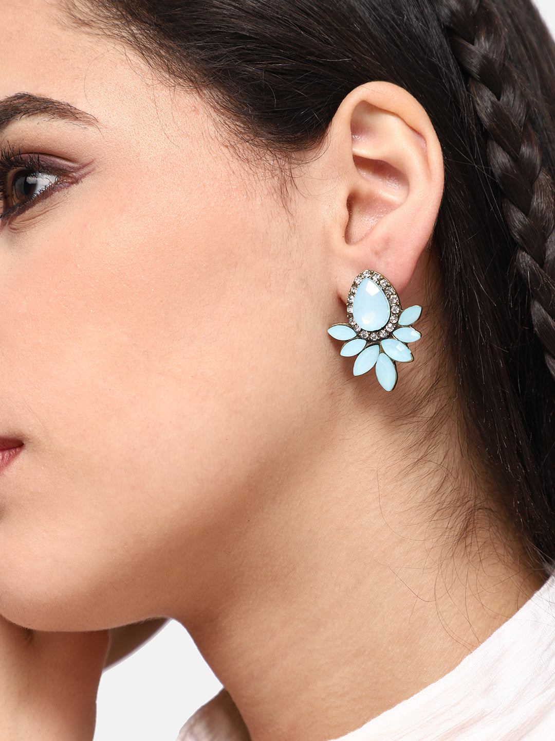 GOLD PLATED PARTY DESIGNER STONE DROP EARRING FOR WOMEN