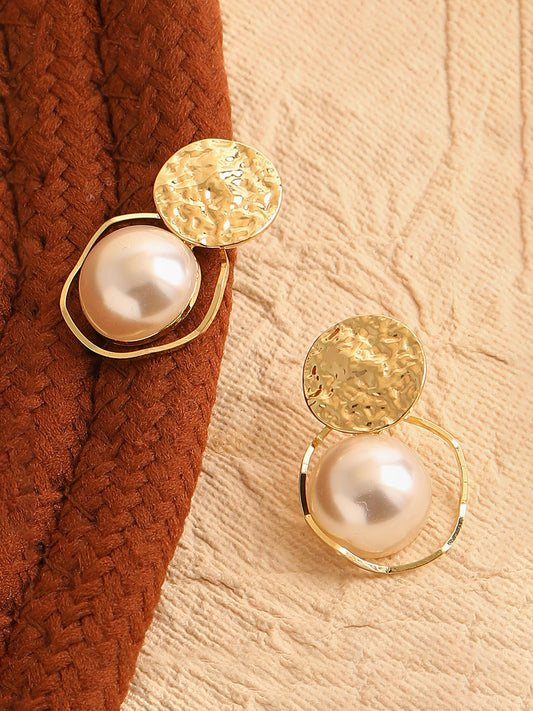 GOLD PLATED PARTY PEARLS DROP EARRING FOR WOMEN