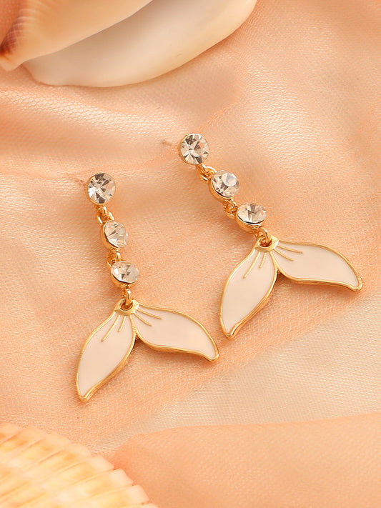GOLD PLATED PARTY DESIGNER STONE DROP EARRING FOR WOMEN