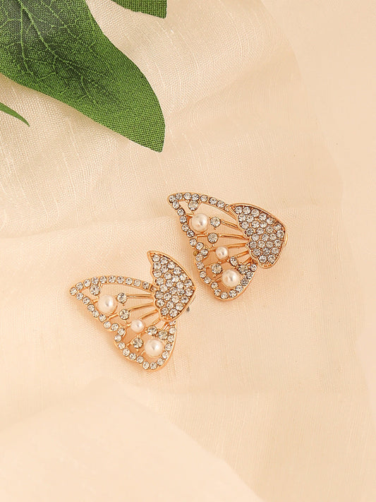 GOLD PLATED PARTY DESIGNER STONE DROP EARRING FOR WOMEN