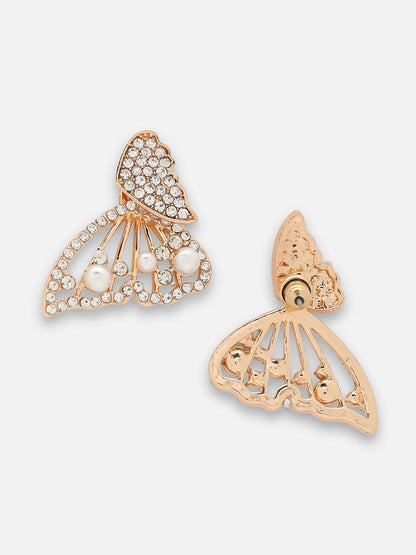 GOLD PLATED PARTY DESIGNER STONE DROP EARRING FOR WOMEN