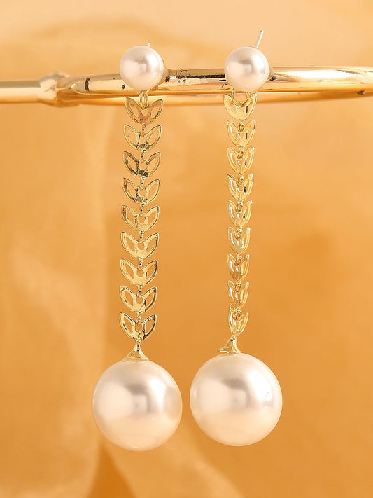 GOLD PLATED PARTY PEARLS DROP EARRING FOR WOMEN