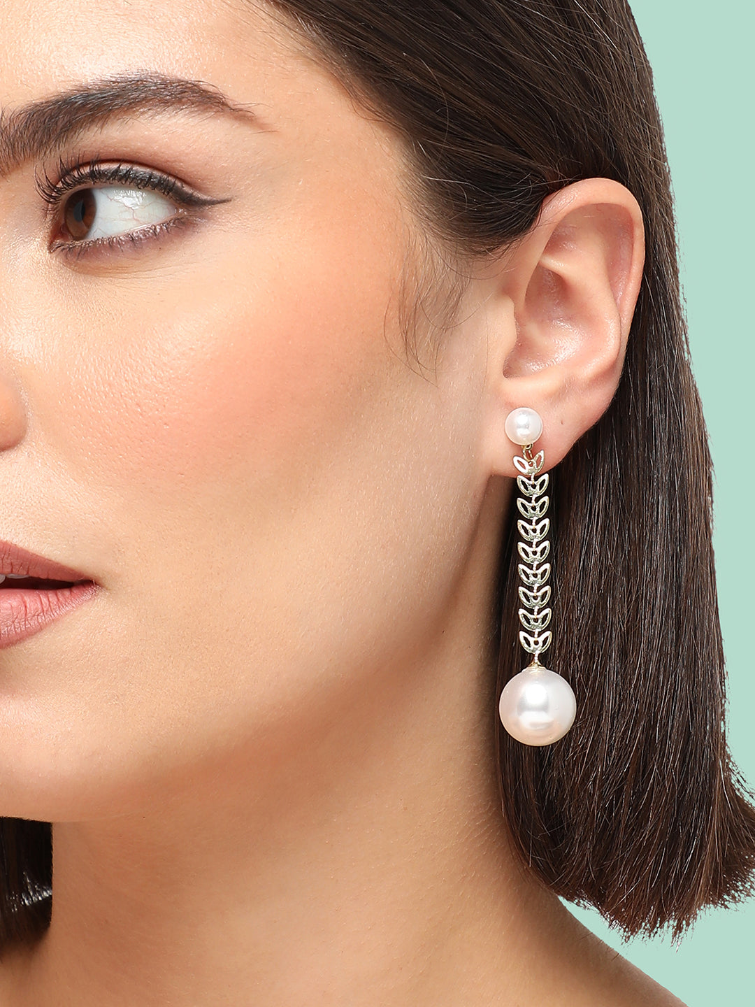GOLD PLATED PARTY PEARLS DROP EARRING FOR WOMEN