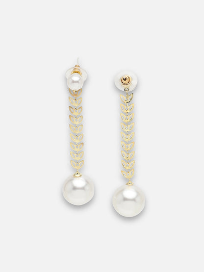 GOLD PLATED PARTY PEARLS DROP EARRING FOR WOMEN