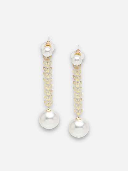 GOLD PLATED PARTY PEARLS DROP EARRING FOR WOMEN