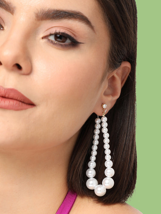 GOLD PLATED PARTY PEARLS DROP EARRING FOR WOMEN