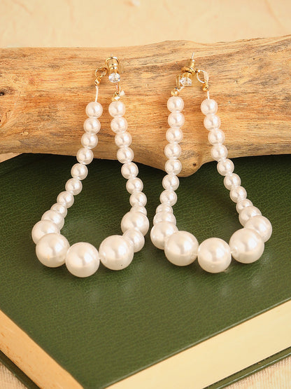 GOLD PLATED PARTY PEARLS DROP EARRING FOR WOMEN