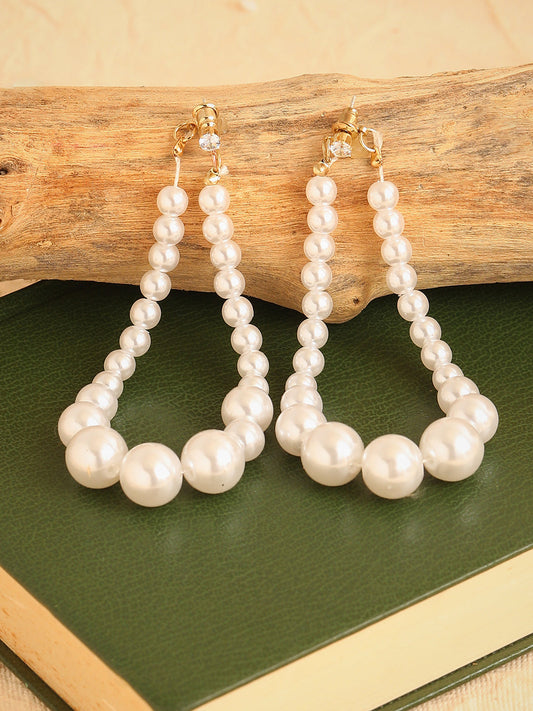 GOLD PLATED PARTY PEARLS DROP EARRING FOR WOMEN