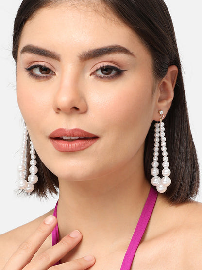 GOLD PLATED PARTY PEARLS DROP EARRING FOR WOMEN