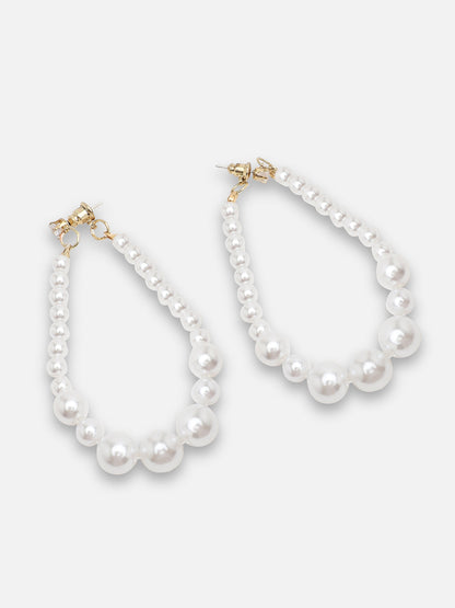 GOLD PLATED PARTY PEARLS DROP EARRING FOR WOMEN