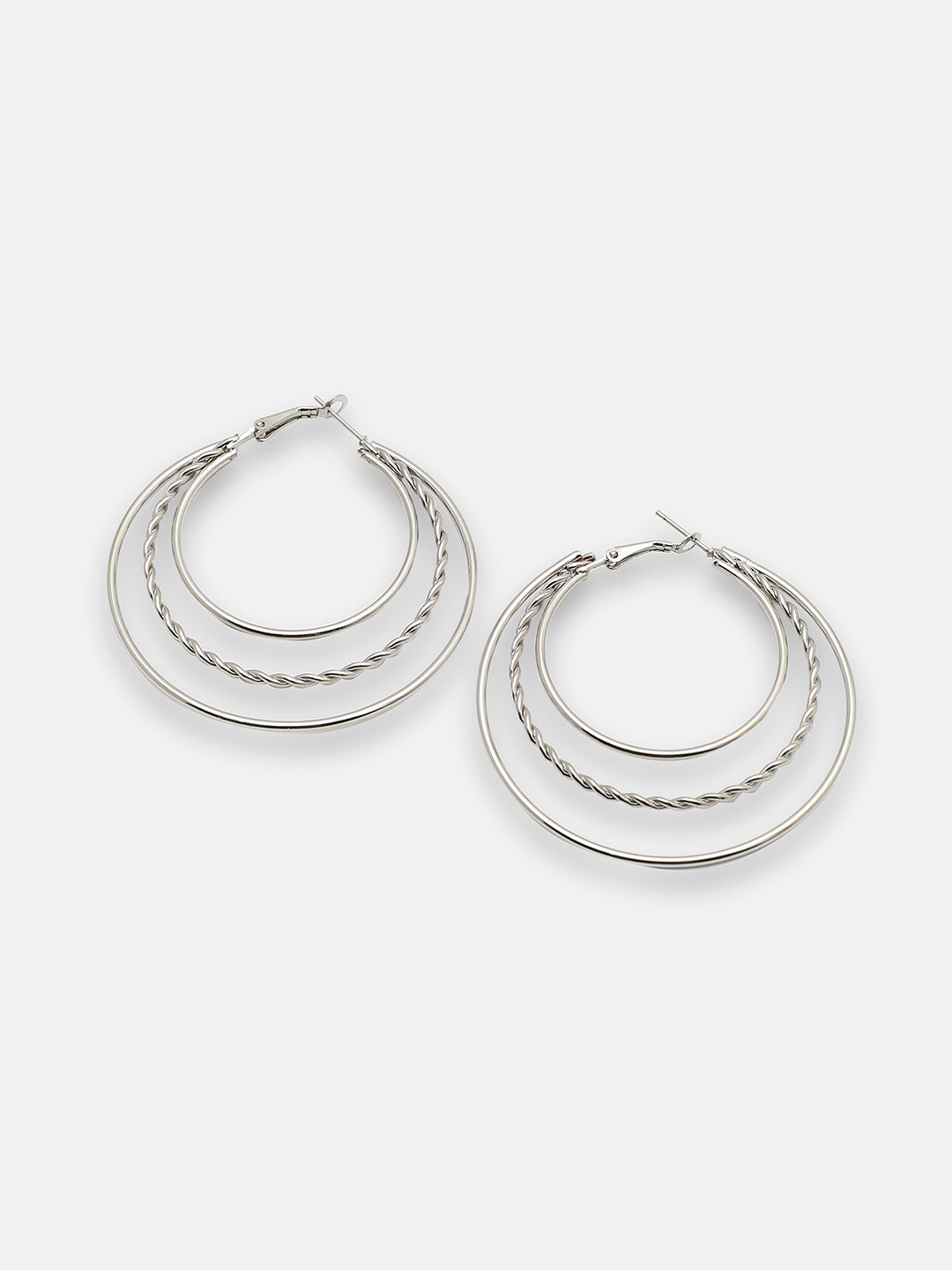 SILVER PLATED PARTY DESIGNER STONE HOOP EARRING FOR WOMEN