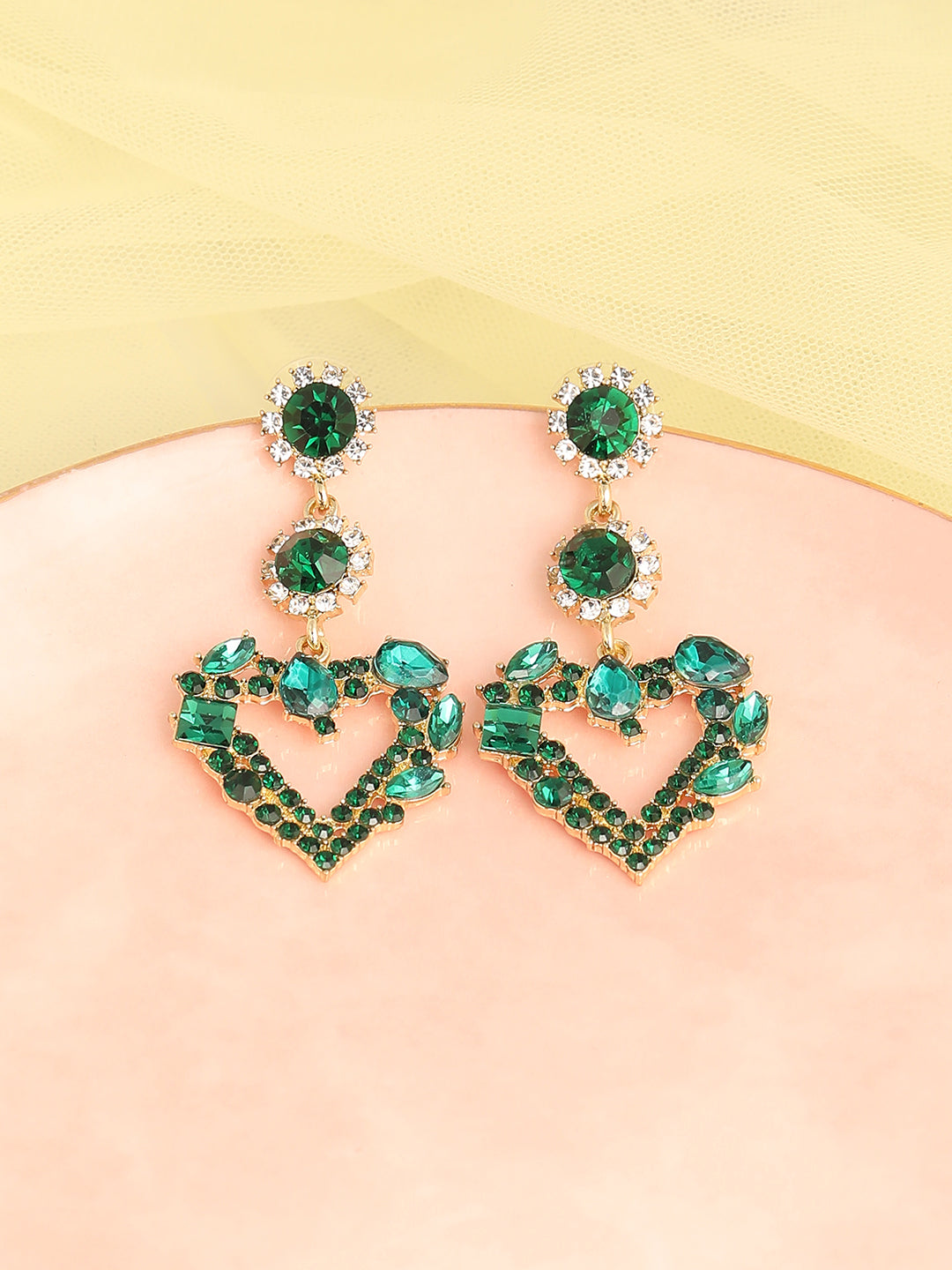 GOLD PLATED PARTY DESIGNER STONE DROP EARRING FOR WOMEN