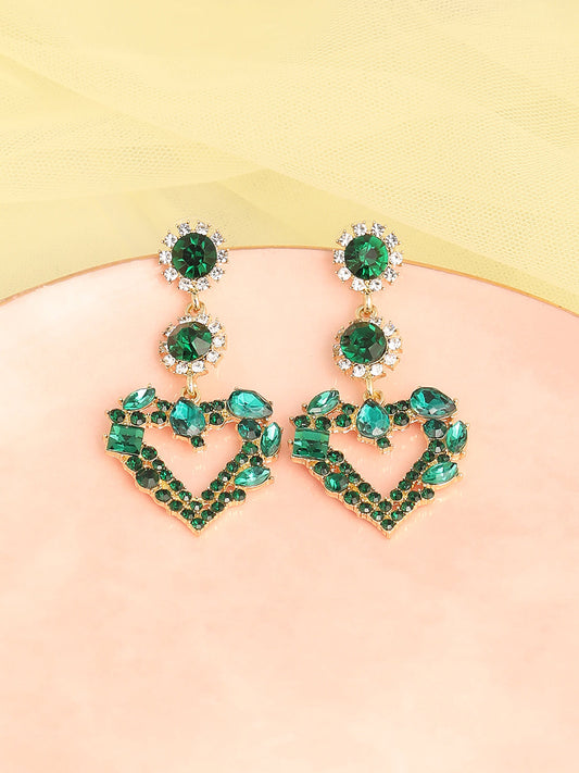 GOLD PLATED PARTY DESIGNER STONE DROP EARRING FOR WOMEN