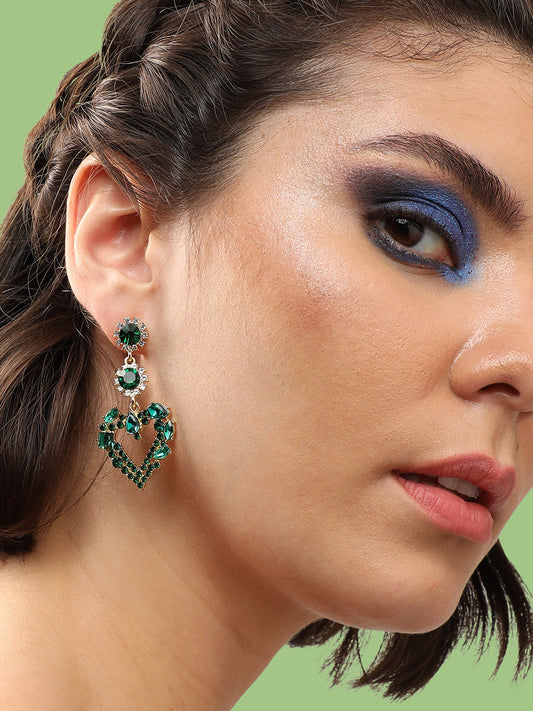 GOLD PLATED PARTY DESIGNER STONE DROP EARRING FOR WOMEN