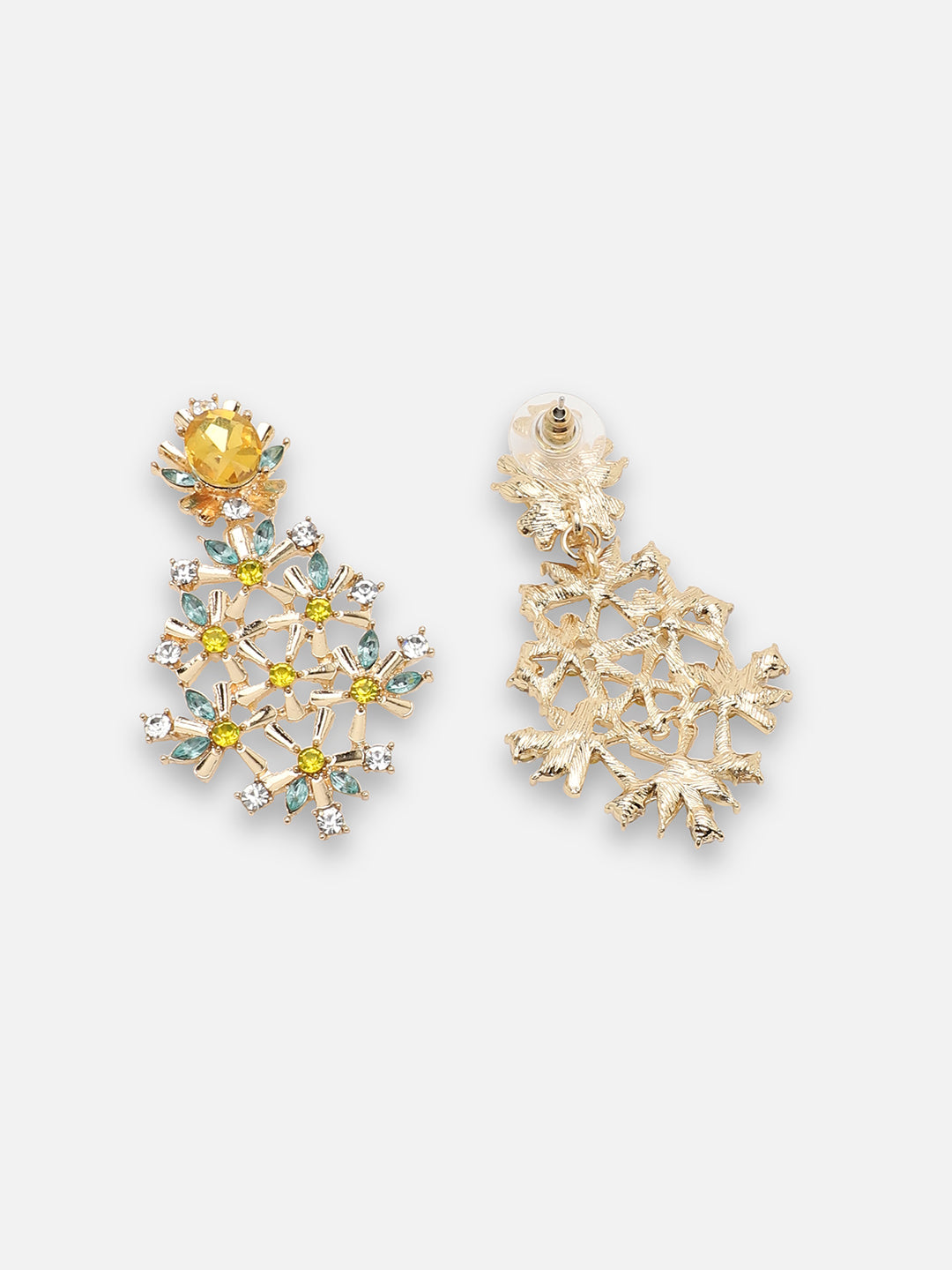 GOLD PLATED PARTY DESIGNER STONE DROP EARRING FOR WOMEN