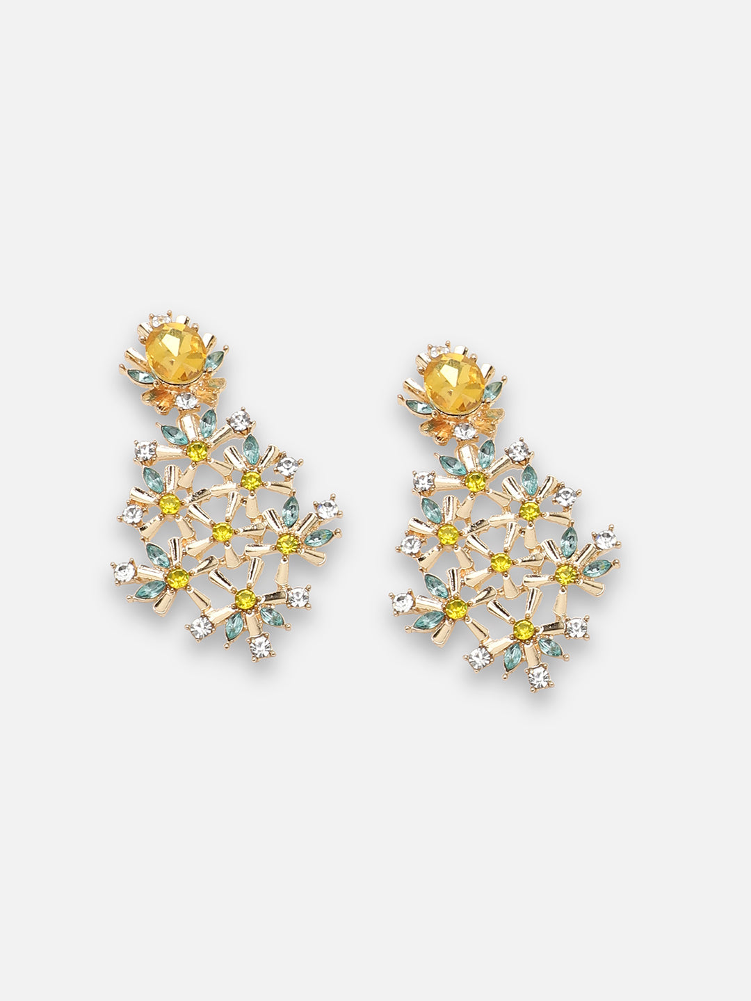 GOLD PLATED PARTY DESIGNER STONE DROP EARRING FOR WOMEN