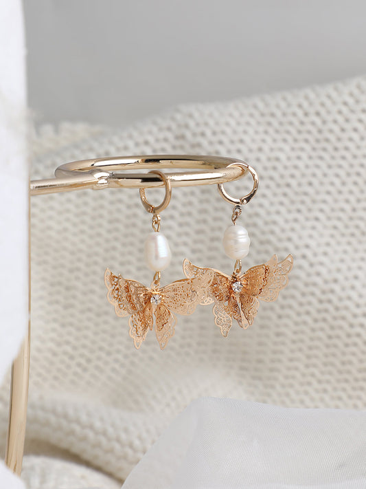 GOLD PLATED PARTY PEARLS DROP EARRING FOR WOMEN
