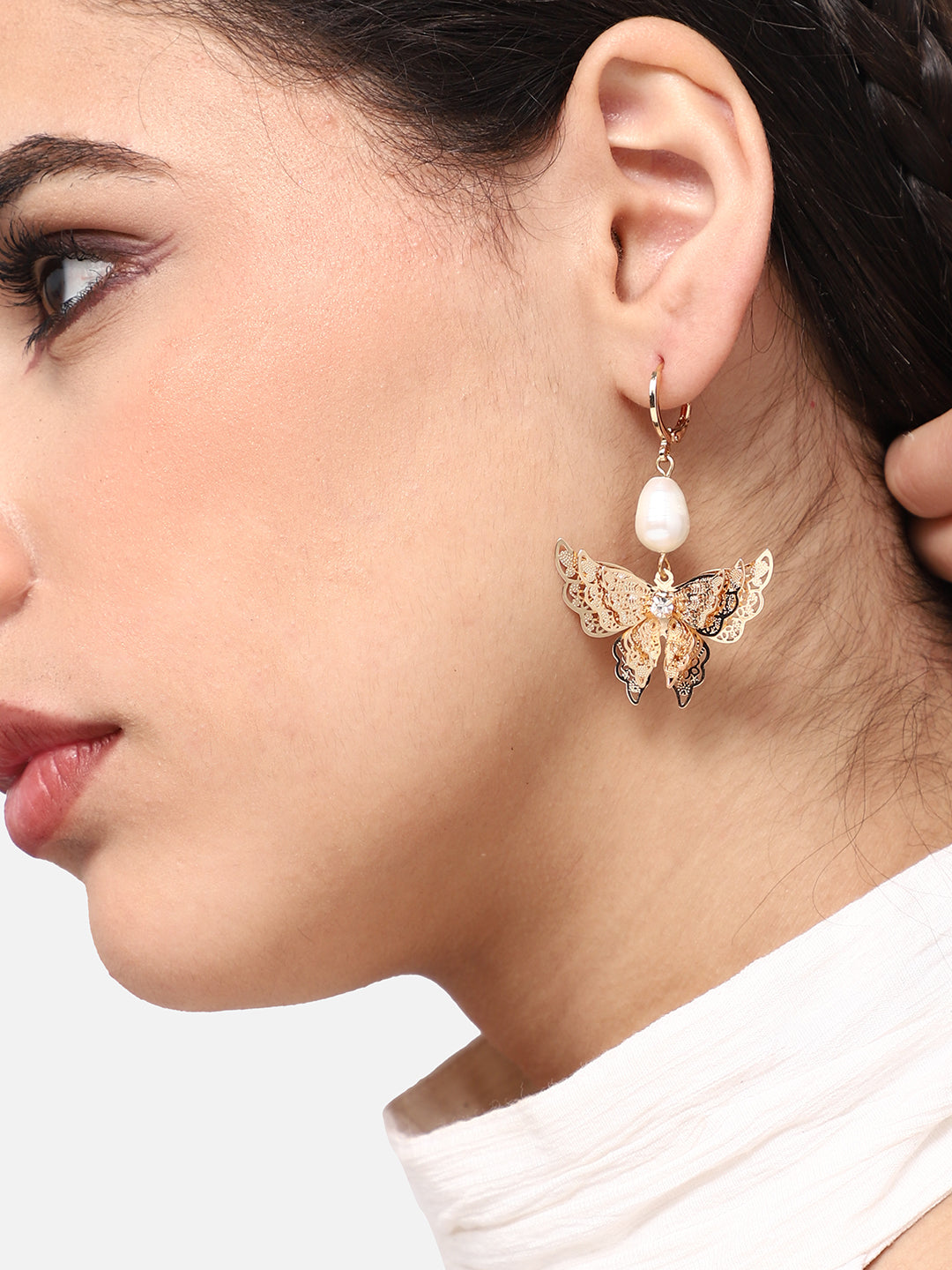 GOLD PLATED PARTY PEARLS DROP EARRING FOR WOMEN