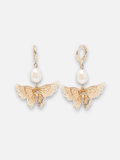 GOLD PLATED PARTY PEARLS DROP EARRING FOR WOMEN