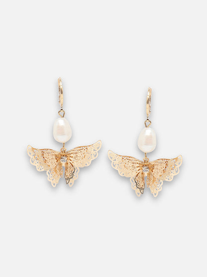 GOLD PLATED PARTY PEARLS DROP EARRING FOR WOMEN