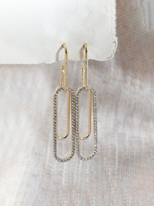 GOLD PLATED PARTY DESIGNER STONE DROP EARRING FOR WOMEN