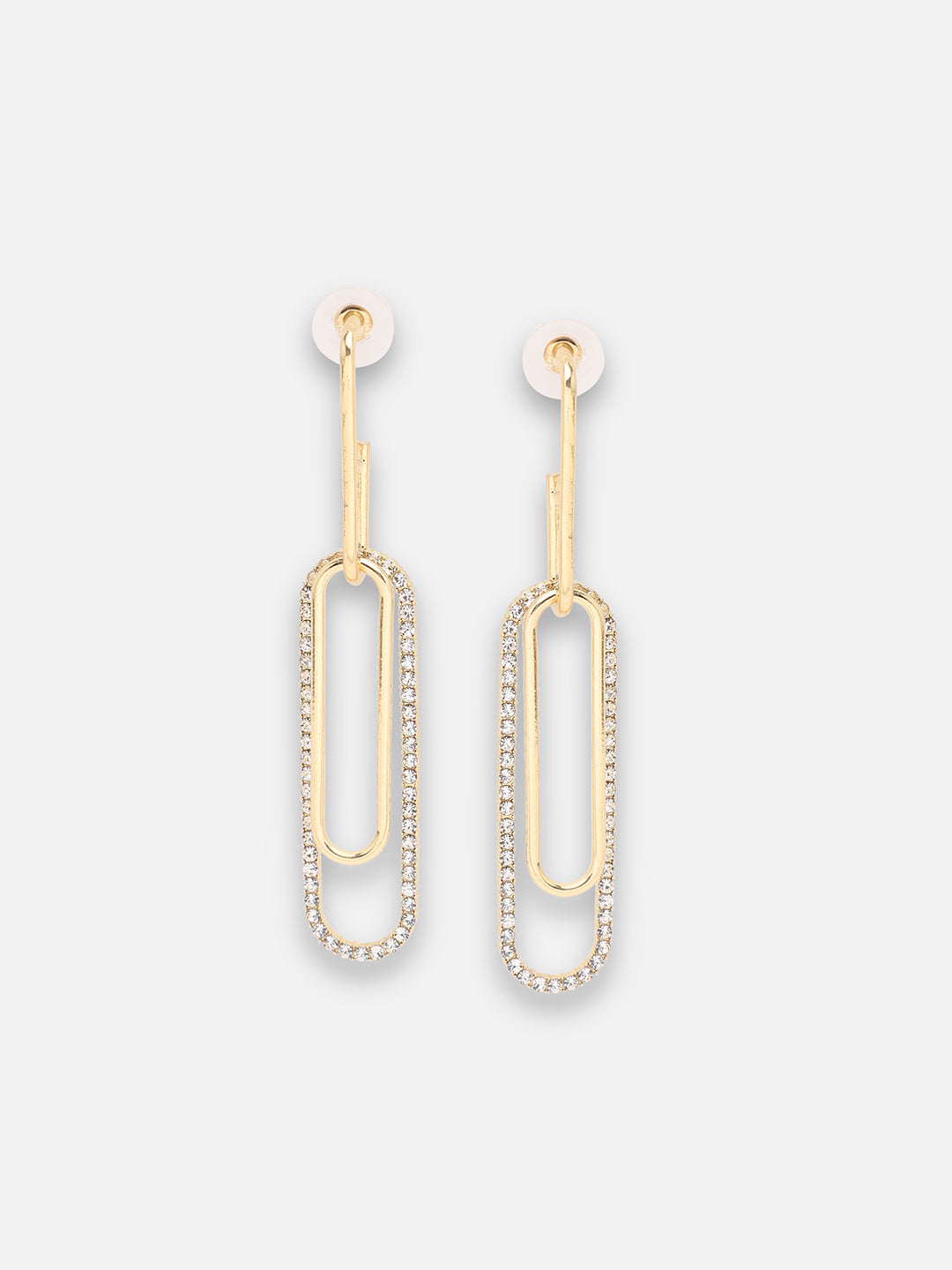 GOLD PLATED PARTY DESIGNER STONE DROP EARRING FOR WOMEN