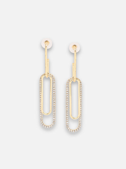 GOLD PLATED PARTY DESIGNER STONE DROP EARRING FOR WOMEN