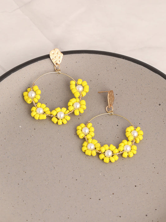 GOLD PLATED PARTY DESIGNER STONE DROP EARRING FOR WOMEN