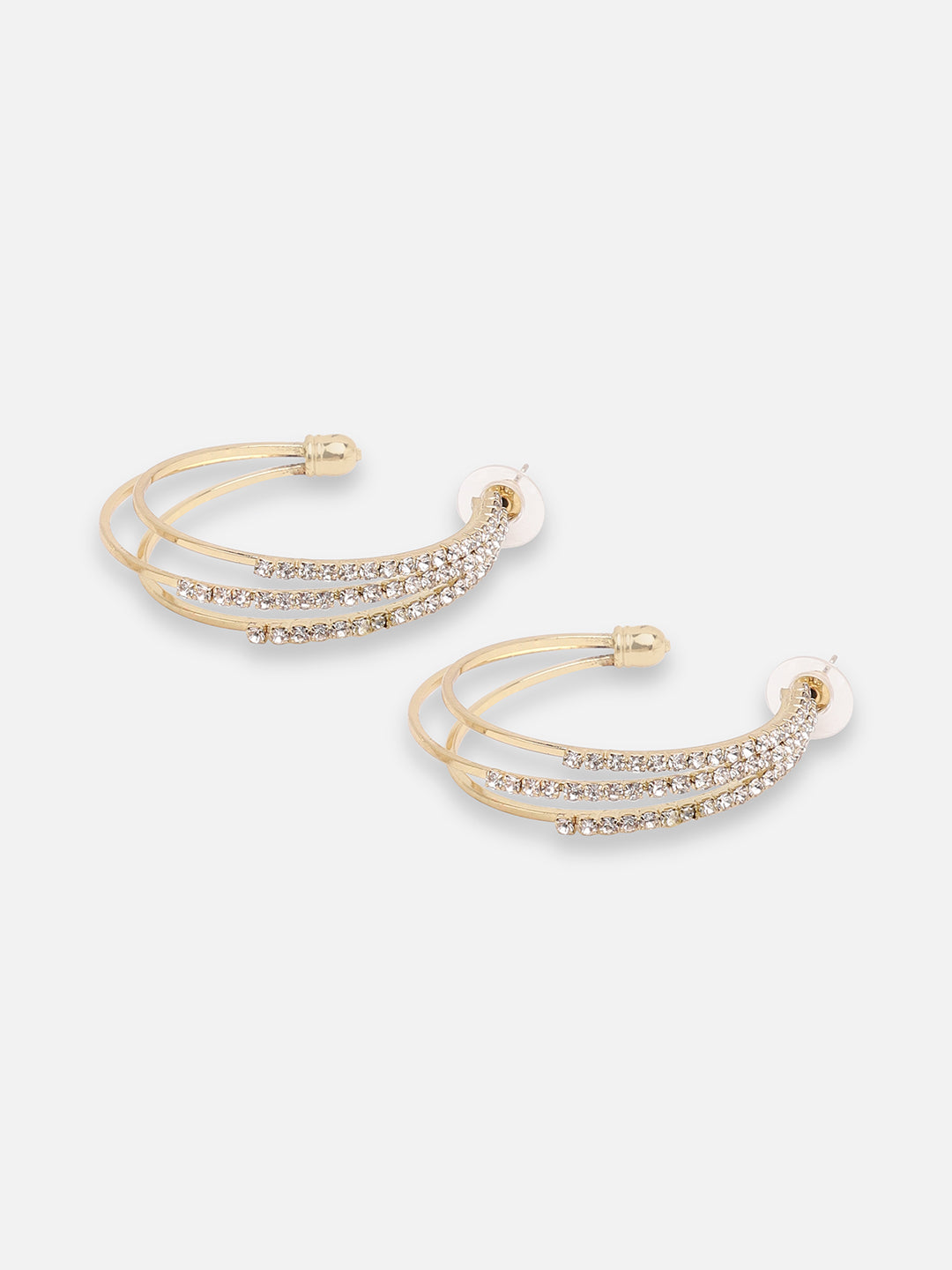 GOLD PLATED PARTY DESIGNER STONE HOOP EARRING FOR WOMEN