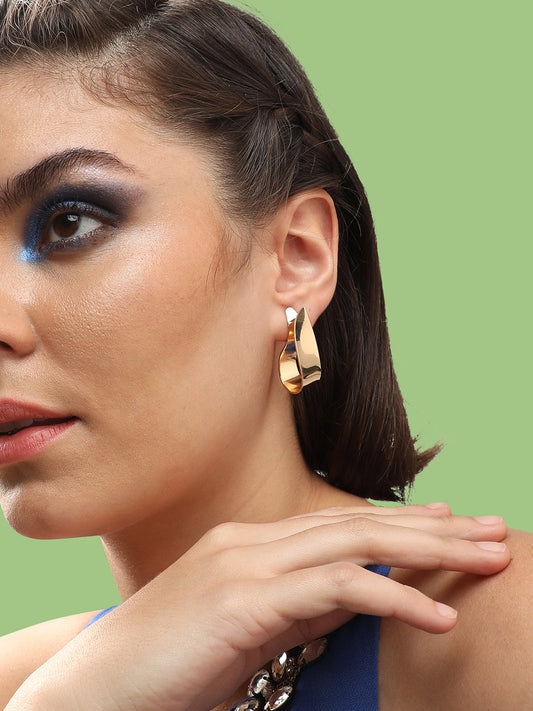 GOLD PLATED PARTY DESIGNER HOOP EARRING FOR WOMEN