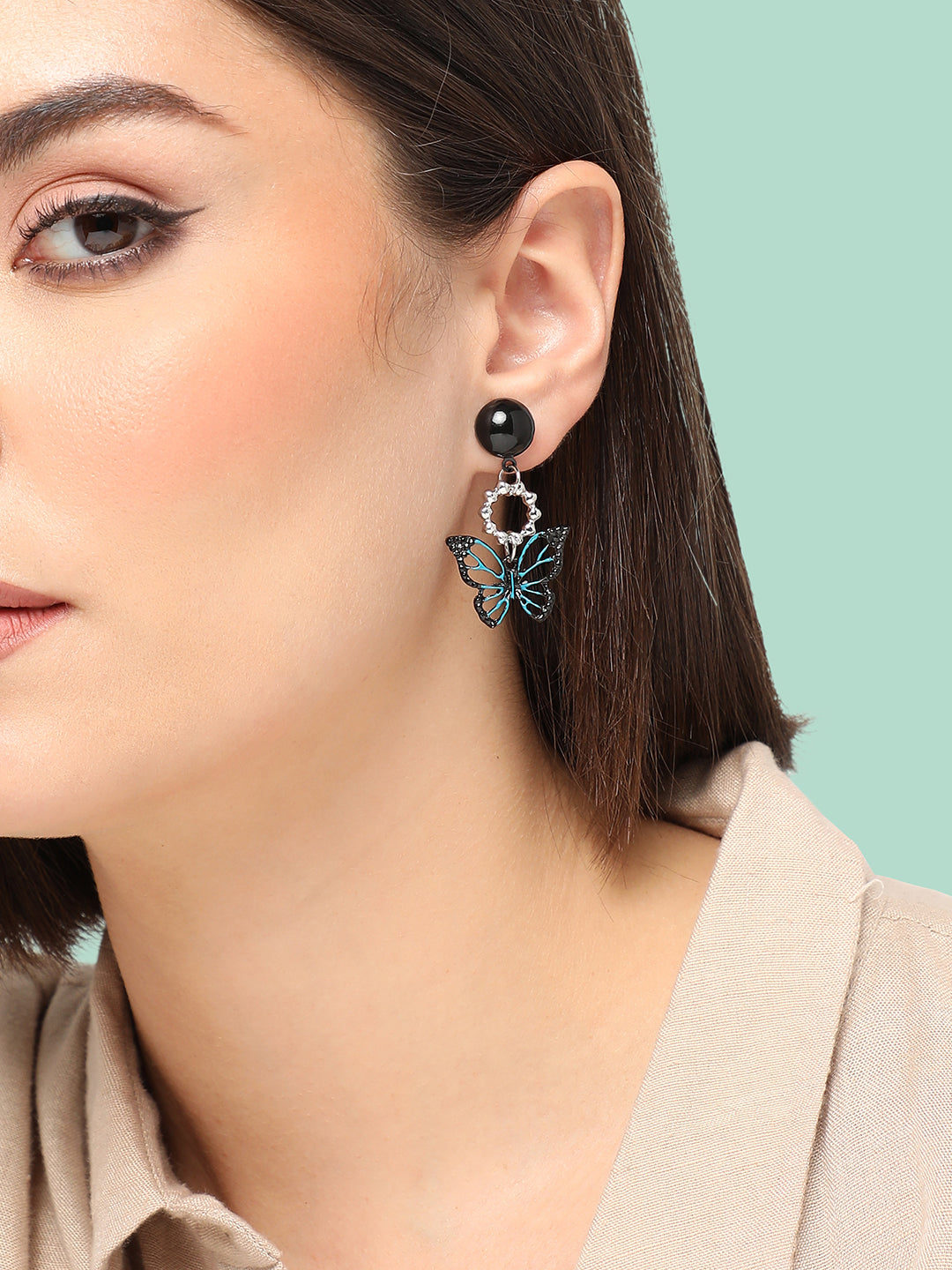 GOLD PLATED PARTY DESIGNER STONE DROP EARRING FOR WOMEN