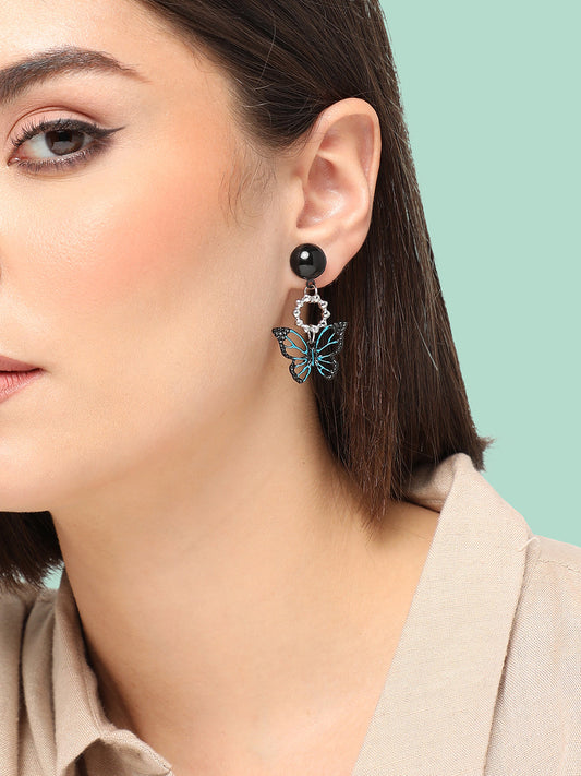GOLD PLATED PARTY DESIGNER STONE DROP EARRING FOR WOMEN