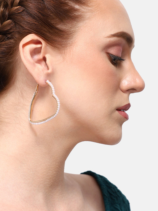 GOLD PLATED PARTY DESIGNER STONE HOOP EARRING FOR WOMEN